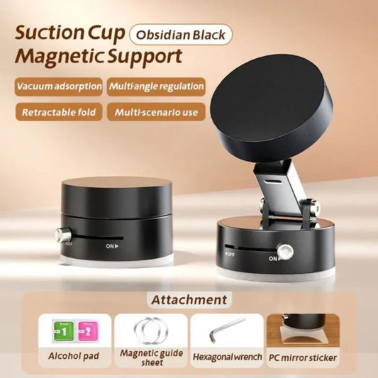 Magnetic Suction Phone Holder – Strong Vacuum Grip & 360° Rotation