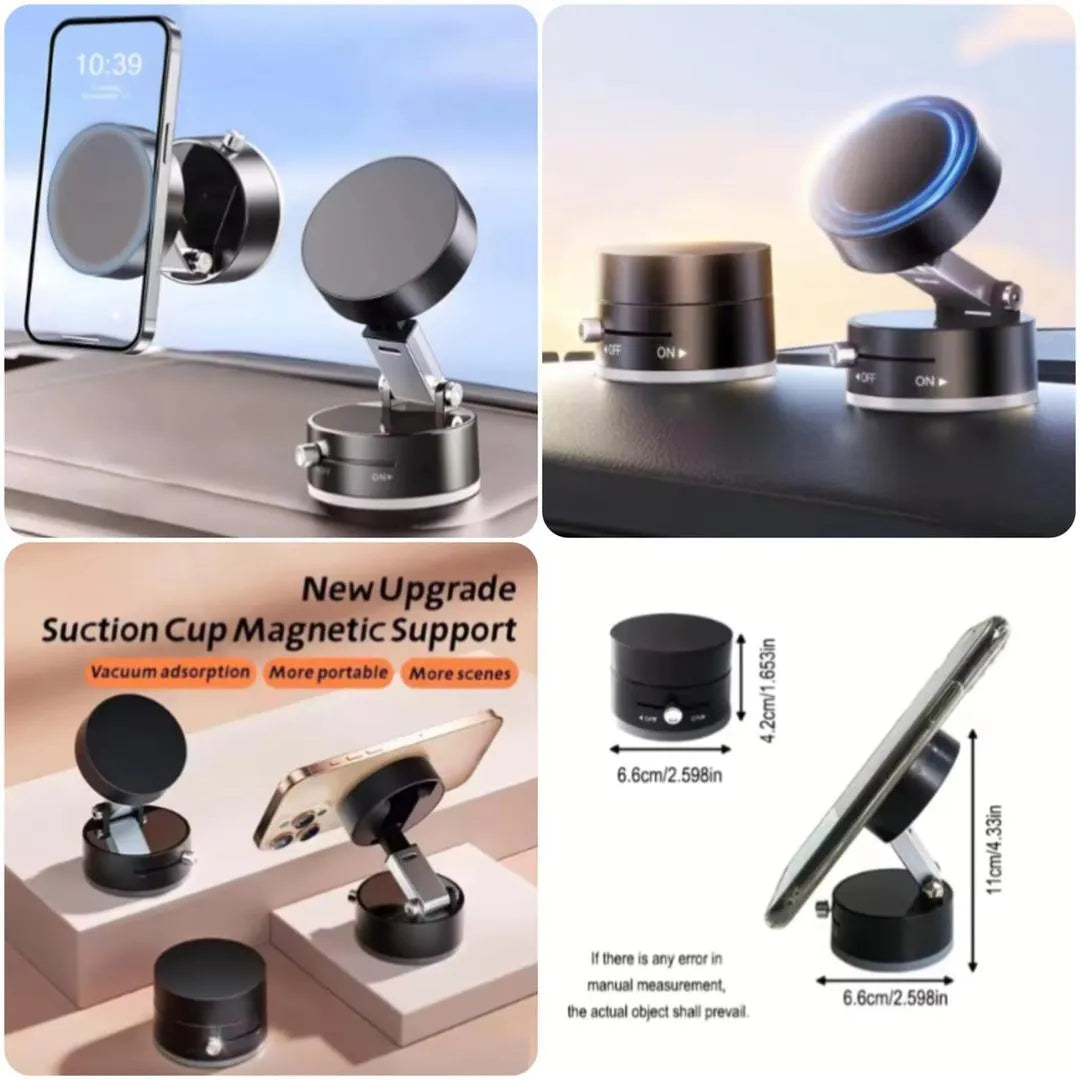 Magnetic Suction Phone Holder – Strong Vacuum Grip & 360° Rotation