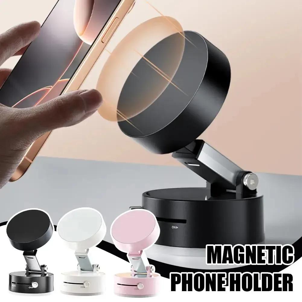 Magnetic Suction Phone Holder – Strong Vacuum Grip & 360° Rotation