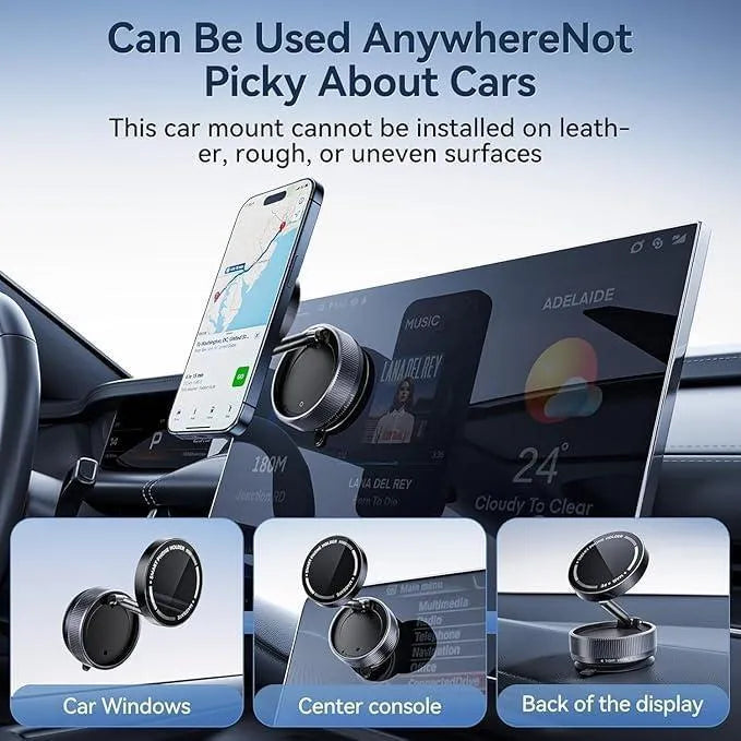 Magnetic Suction Phone Holder – Strong Vacuum Grip & 360° Rotation