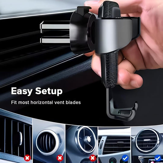 Universal Gravity Car Phone Holder – Auto-Lock Air Vent Mount for Smartphones, Black ABS